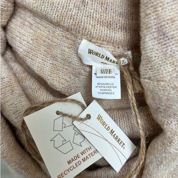 Women's Cowl Turtleneck Oversized Poncho Sweater One Size, World Market, Cream - Picture 10 of 12